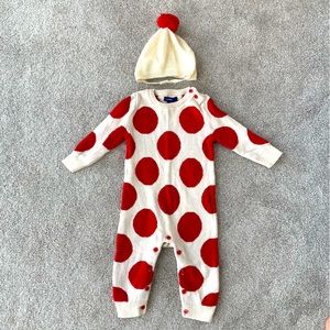 Baby Gap Red Polka Dot Sweater Outfit with Matching Hat